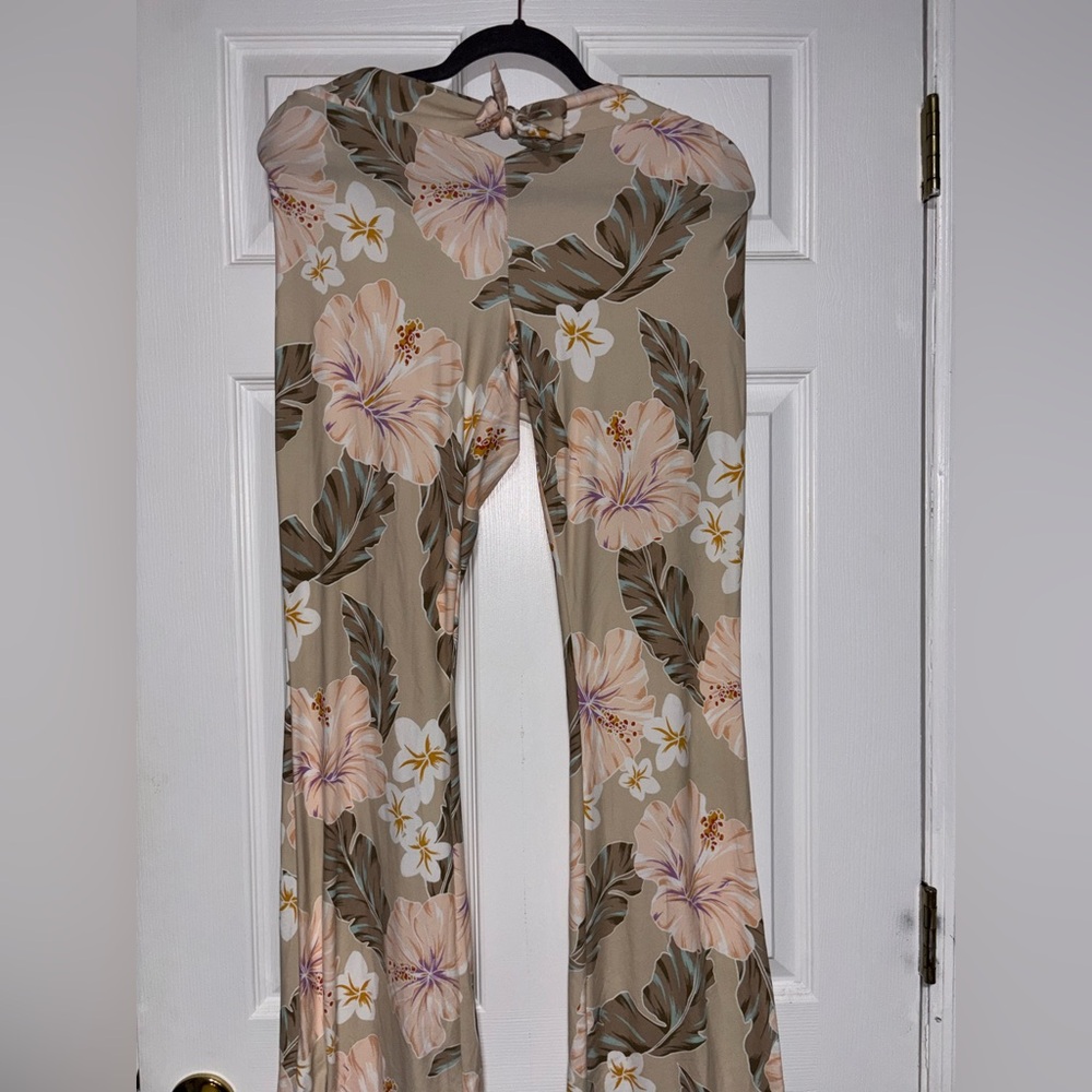 Forever 21 Tan Floral Wide Leg Pants